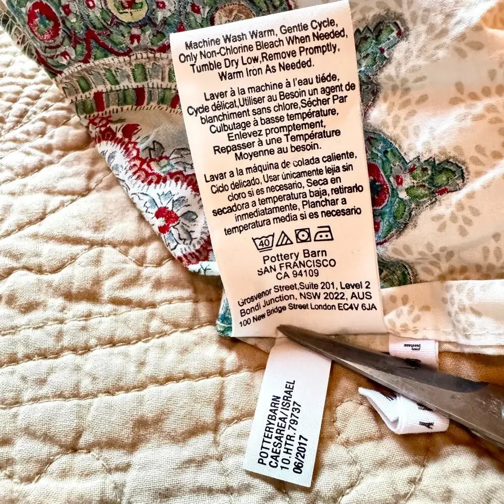 Pottery Barn Full Queen Duvet Cover Ivory Red Teal Medallion Paisley Floral Boho